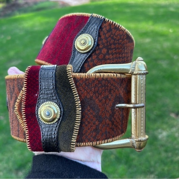 Vintage Linea Pelle Wide Belt with Brass | Size XS main image 8